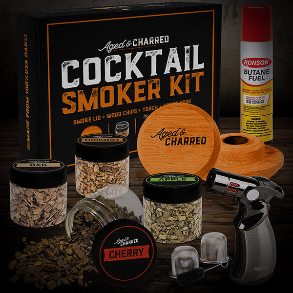 Aged and Charred Smoke Top Lid Cocktail Smoker Kit