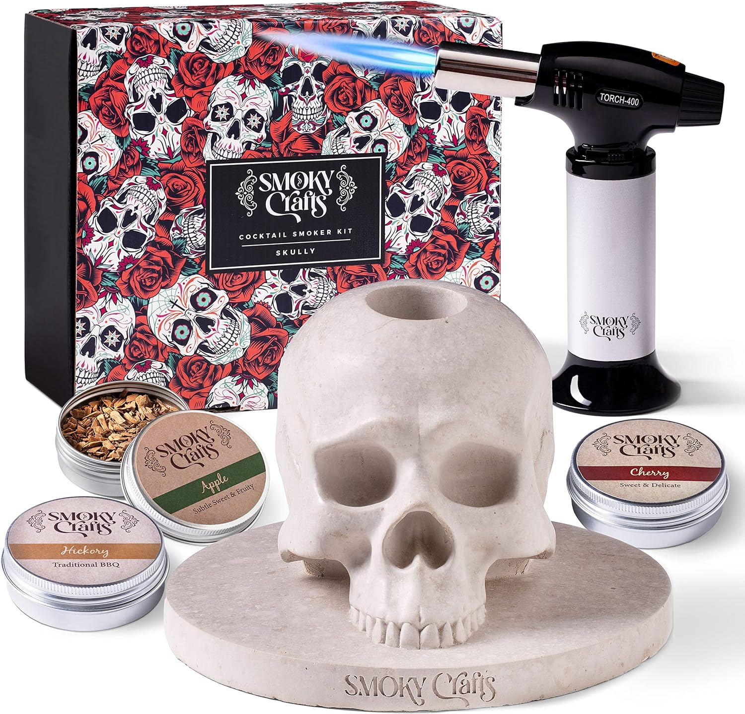 Smoky Crafts Skull Whiskey Smoker Kit with Torch